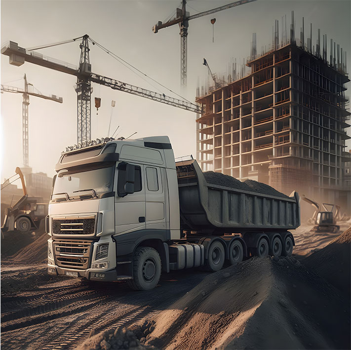 Tipper lorry on construction site